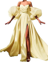 Load image into Gallery viewer, Prom Dresses 2023 with Puffy Sleeves Glitter Split Pleats