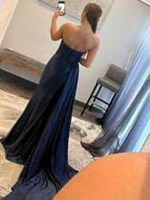 Load image into Gallery viewer, Mermaid Strapless Sweetheart Satin Prom Dress with Slit
