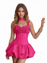 Load image into Gallery viewer, Satin Homecoming Dress 2026 With Flower Strap Mini Dress
