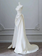 Load image into Gallery viewer, Ivory Satin Sweetheart Off The Shoulder Long Prom Dress with Beadings
