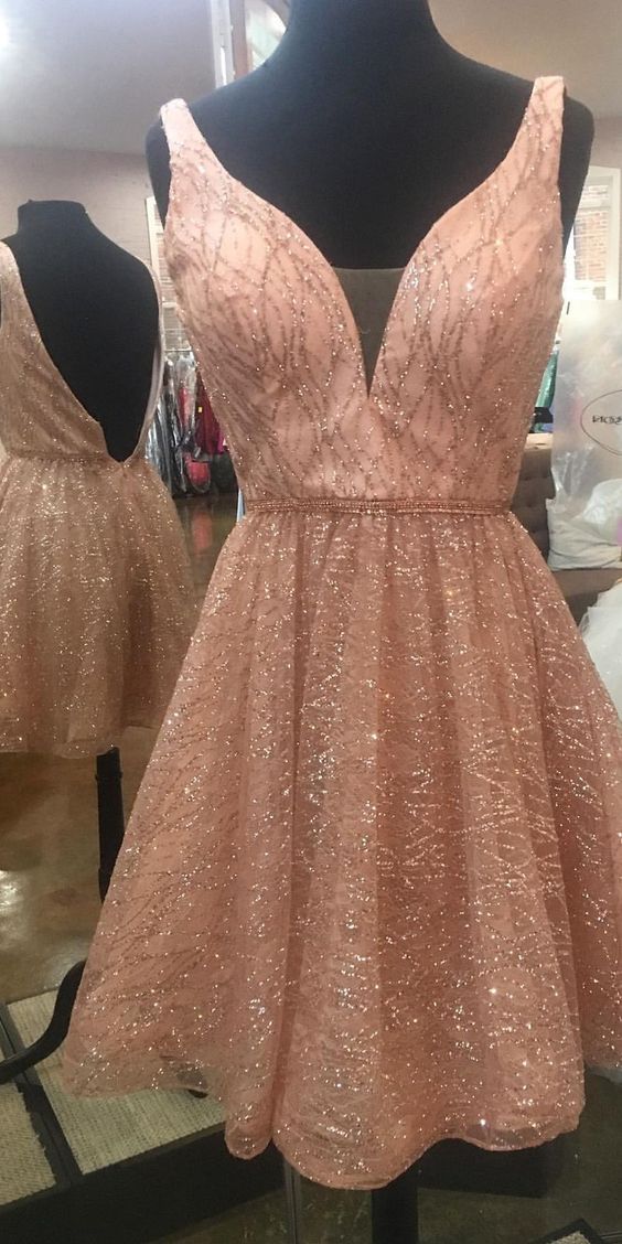 Dusty Pink Homecoming Dress 2023 Short V Neck Sleeveless Tulle