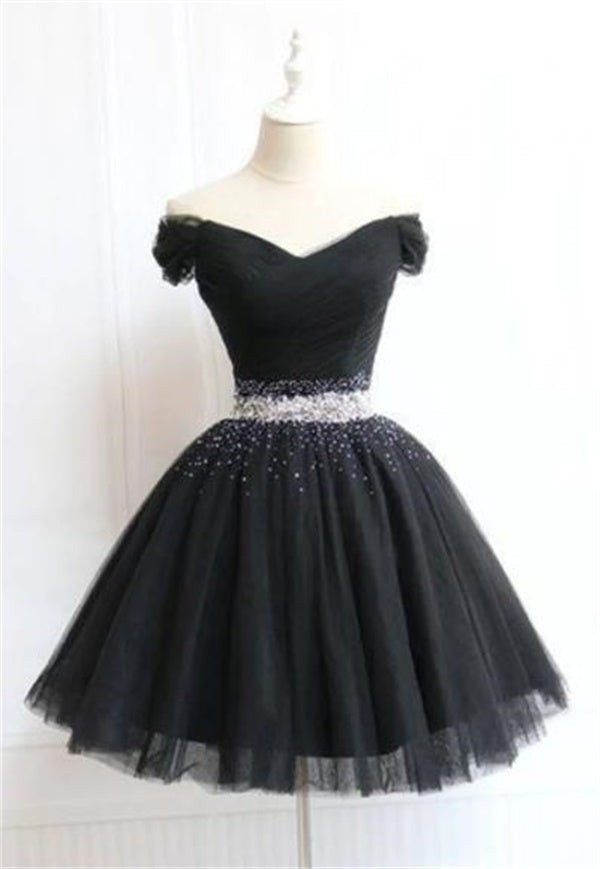 Black Homecoming Dress 2023 Short Off the Shoulder Tulle