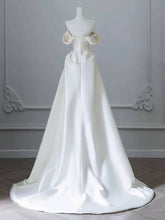 Load image into Gallery viewer, Ivory Satin Sweetheart Off The Shoulder Long Prom Dress with Beadings
