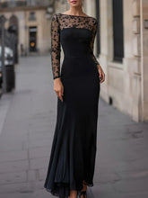 Load image into Gallery viewer, Long Sleeves Lace Evening Gown Chiffon Mermaid Prom Dress
