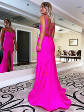Load image into Gallery viewer, Mermaid Spaghetti Straps Satin Prom Dress With pleated
