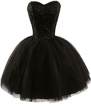 Load image into Gallery viewer, Cute Homecoming Dress 2023 Short Princess Strapless Beaded Tulle
