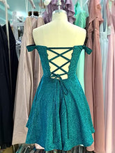 Load image into Gallery viewer, Cute Homecoming Dress 2023 Short Off the Shoulder Glitter Corset Back
