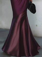 Load image into Gallery viewer, V-Neck 3/4 Sleeve Satin pleated Draped Mermaid Prom Dress
