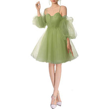 Load image into Gallery viewer, Fairy Homecoming Dress 2023 Short Spaghetti Straps Tulle with Puffy Sleeves Corset Back
