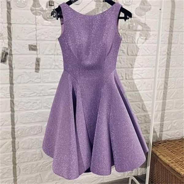 Purple Homecoming Dress 2023 Short Jewel Neck Sleeveless Sequin