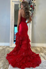 Load image into Gallery viewer, Mermaid Strapless Sequins Lace Appliques Prom Dress with Slit
