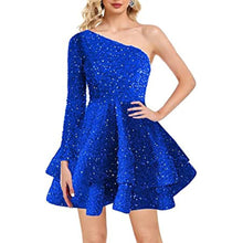 Load image into Gallery viewer, Sparkly Homecoming Dress 2023 Short One-shoulder Sequin Ruffles
