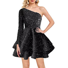 Load image into Gallery viewer, Sparkly Homecoming Dress 2023 Short One-shoulder Sequin Ruffles
