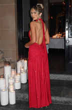 Load image into Gallery viewer, Red Sparkle Mermaid V-neck Prom Dresses
