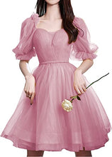 Load image into Gallery viewer, Fairy Homecoming Dress 2023 Short Sweetheart Tulle with Puffy Sleeves
