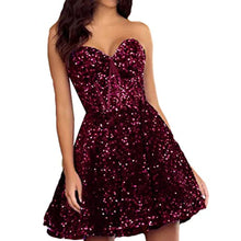 Load image into Gallery viewer, Sparkly Homecoming Dress 2023 Short Strapless Zipper Up Back Sequin
