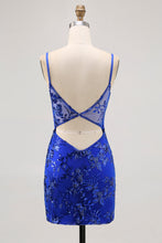 Load image into Gallery viewer, Sparkly Sequins Dark Green Corset Bodycon Backless Homecoming Dress
