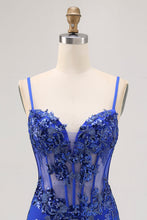 Load image into Gallery viewer, Sparkly Sequins Dark Green Corset Bodycon Backless Homecoming Dress

