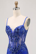 Load image into Gallery viewer, Sparkly Sequins Dark Green Corset Bodycon Backless Homecoming Dress
