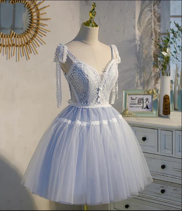 Fairy Homecoming Dress 2023 Short Straps Tulle Lace Appliques