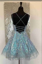 Load image into Gallery viewer, Cute Homecoming Dress 2023 Short Spaghetti Straps Sequin
