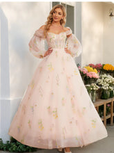 Load image into Gallery viewer, Sweetheart Embroidery Lace Long Ball Gown Prom Dresses With Detachable Shawl &amp; Sleeves
