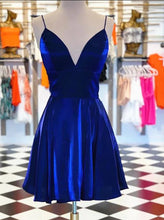 Load image into Gallery viewer, Royal Blue Homecoming Dress 2023 Short Spaghetti Straps Velvet
