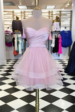 Load image into Gallery viewer, Dusty Pink Homecoming Dress 2023 Short Strapless Tulle Horsehair
