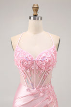 Load image into Gallery viewer, Candy Pin Spaghetti Straps Beaded Corset Short Homecoming Dress with Appliques
