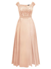 Load image into Gallery viewer, Navy Blue Sparkly Sequins A Line Plus Size Mother of the Bride Dress Cap Sleeves
