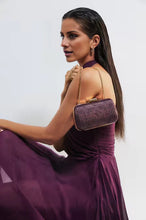 Load image into Gallery viewer, Halter Neck Off the Shoulder Sleeveless Backless And Floor Length A Line Chiffon Prom Dresses
