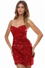 Load image into Gallery viewer, Sequin Strapless Homecoming Dress 2026 Mini Dress
