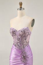 Load image into Gallery viewer, Sparkly Grey Green Strapless Tight Bodycon Homecoming Dress with Sequin Appliques
