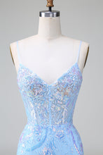 Load image into Gallery viewer, Sparkly Sequins Lilac Corset Short Homecoming Dress with Embroidery
