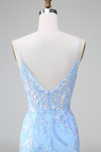 Load image into Gallery viewer, Sparkly Sequins Lilac Corset Short Homecoming Dress with Embroidery
