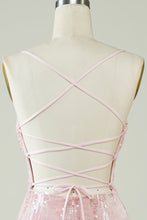 Load image into Gallery viewer, Pink Velvet Sequins Mini Tight Homecoming Dress with Hollow-out
