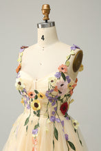 Load image into Gallery viewer, Light Green Spaghetti Straps A Line Short Homecoming Dress with 3D Appliques
