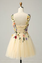 Load image into Gallery viewer, Light Green Spaghetti Straps A Line Short Homecoming Dress with 3D Appliques
