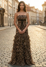 Load image into Gallery viewer, leopard print Sleeveless Strapless Ruffles Mermaid Prom Dress
