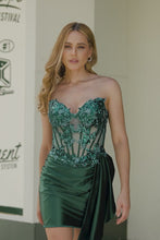 Load image into Gallery viewer, Sparkly  Sequins Dark Green Strapless Corset Bodycon Homecoming Dress with Streamer
