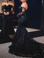 Load image into Gallery viewer, Mermaid Evening Gown Formal Wedding Party Chapel Train Long Sleeve Off The Shoulder Lace  Prom Dress
