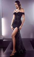 Load image into Gallery viewer, Ornate Off Shoulder Beaded Mermaid Prom Dress With Slit
