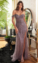 Load image into Gallery viewer, Ornate Off Shoulder Beaded Mermaid Prom Dress With Slit
