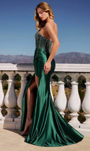 Load image into Gallery viewer, Beaded Corset Sweetheart Neck Satin pleated Mermaid Prom Gown
