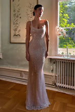 Load image into Gallery viewer, Simple Pink Sequin Straps Mermaid Prom Dresses With Spaghetti Straps
