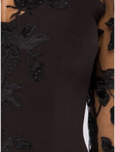 Load image into Gallery viewer, Length 3/4 Sleeve Jewel Neck Satin Fall Floor Mermaid Evening Gown Black Prom Dress With Beading Lace Appliques 2026
