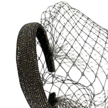 Load image into Gallery viewer, Black Headband Veil for Brides Netting Wide with Crystals
