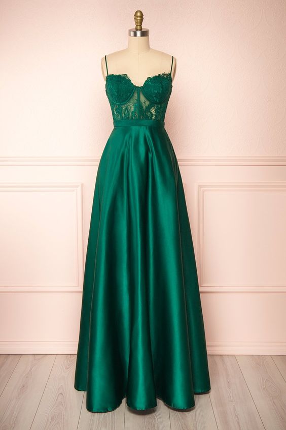 emerald green prom dresses 2023 Simple Strapless Long Green Prom Dresses, A-Line Evening Dresses US 2 / Green
