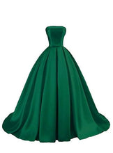 Load image into Gallery viewer, Emerald Green Prom Dress 2023 Strapless Satin with Pleats
