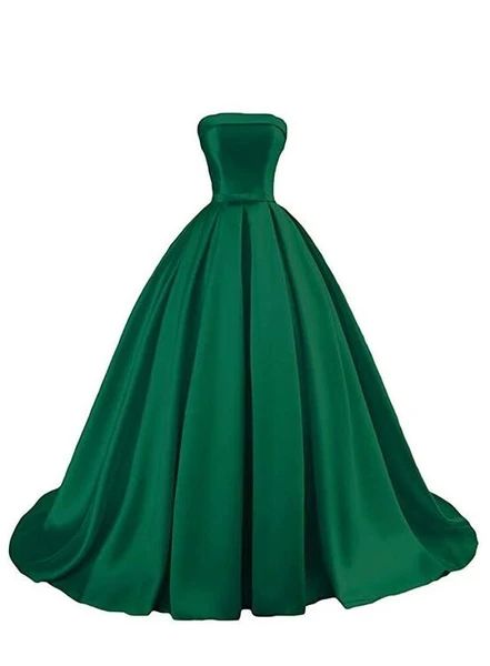 Emerald Green Prom Dress 2023 Strapless Satin with Pleats